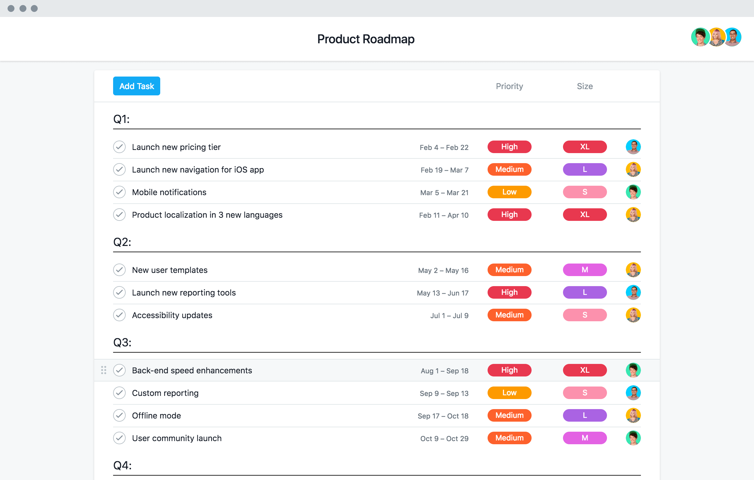 Asana product roadmapping