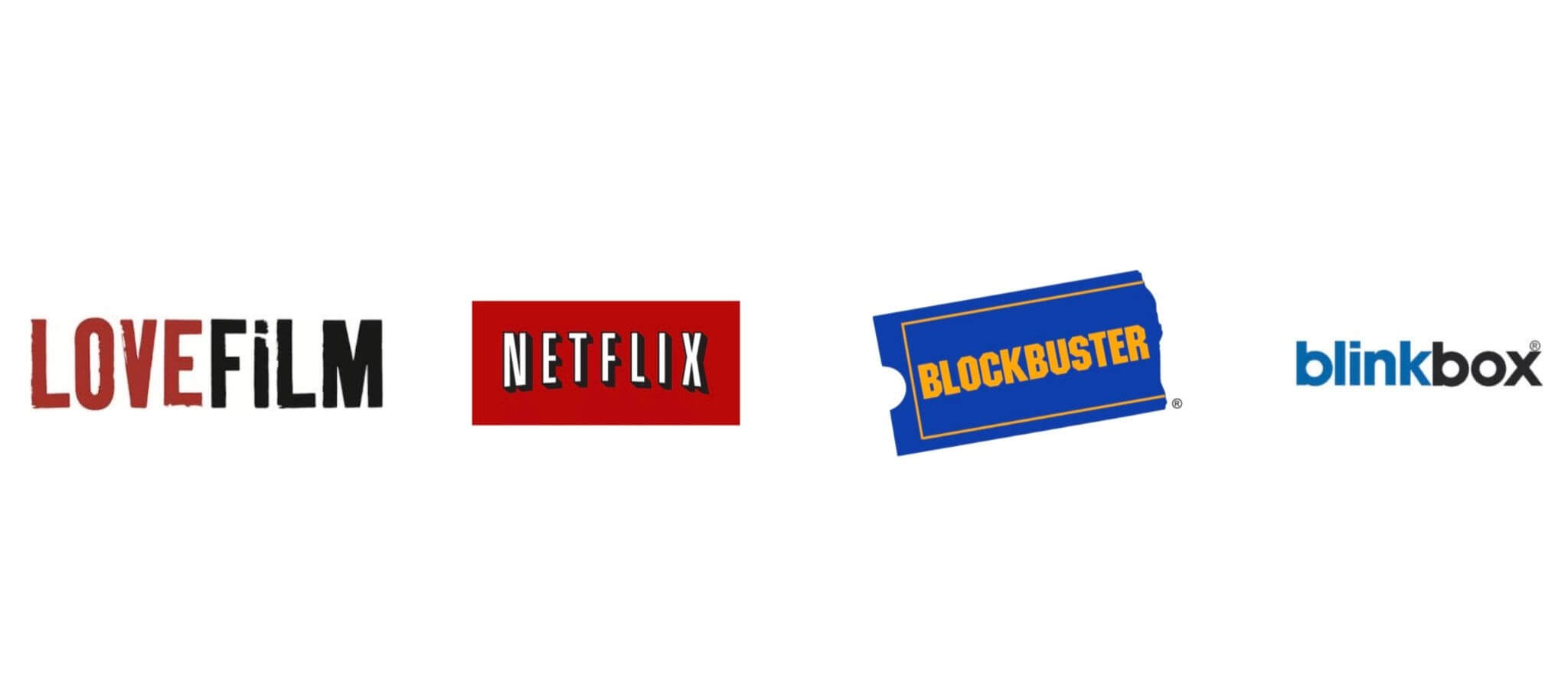 Lovefilm, Netflix, Blockbuster and Blinkbox logos