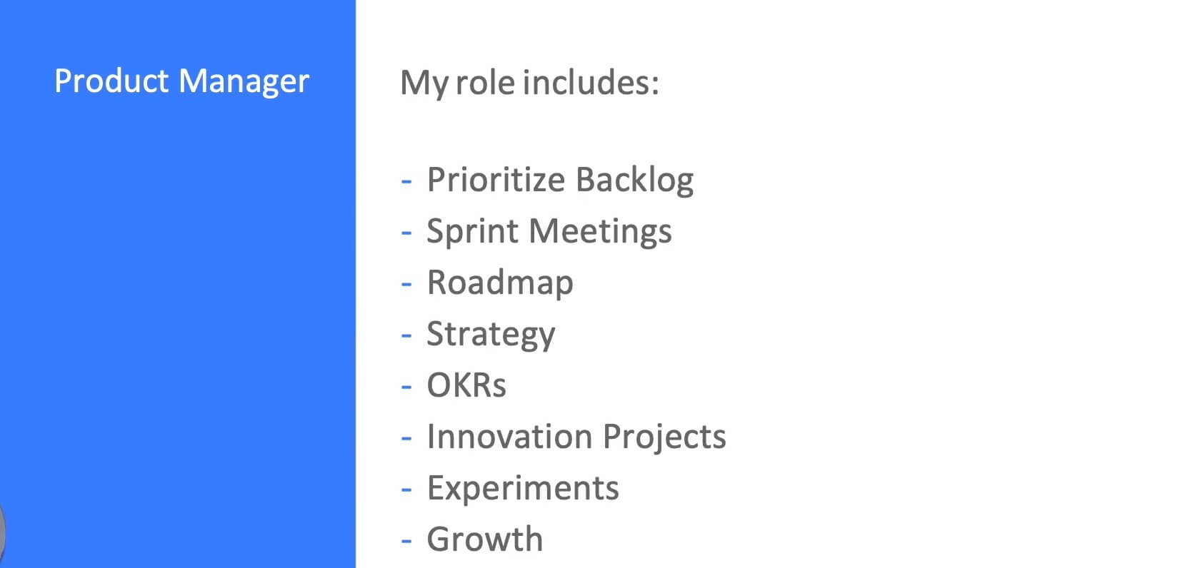 Product manager responsibilities list