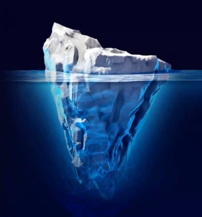Iceberg partially under water