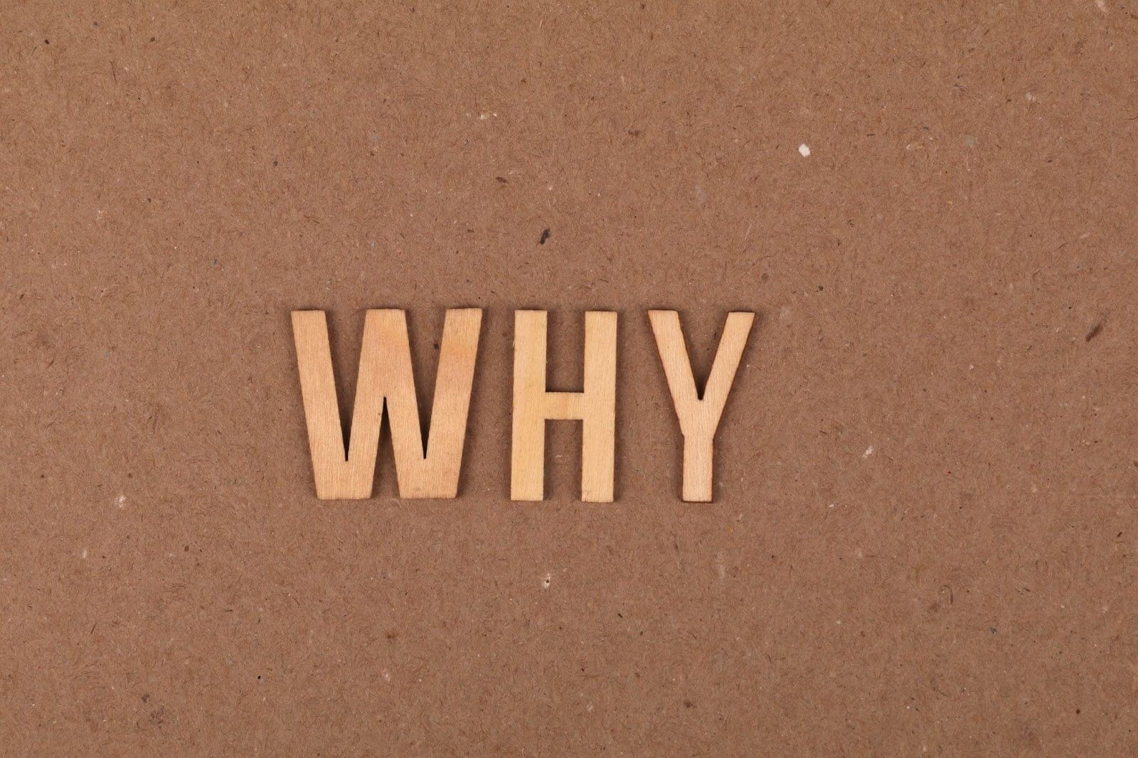 The word why on a brown background