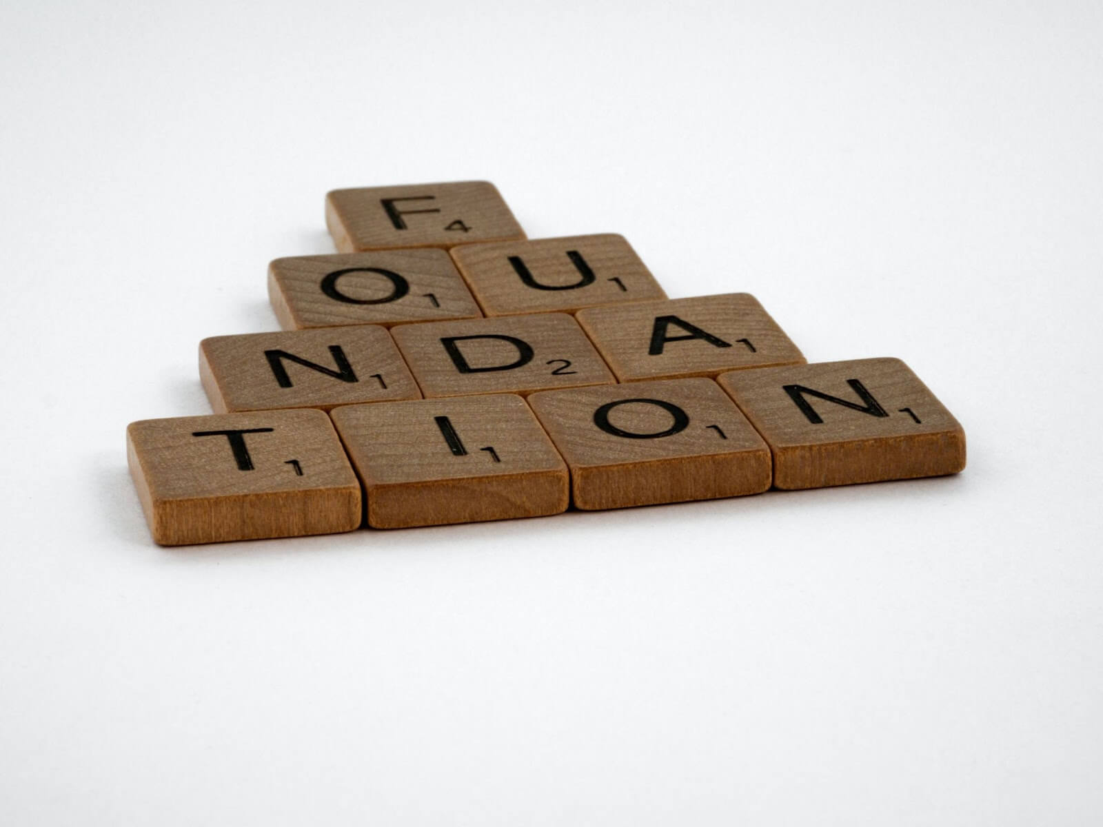 Blocks spelling out the word foundation