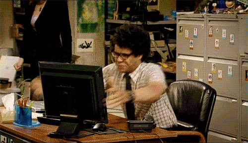 Gif of a man throwing his computor in frustration