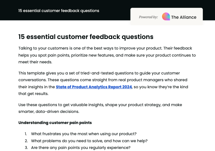 15 crucial customer feedback questions framework