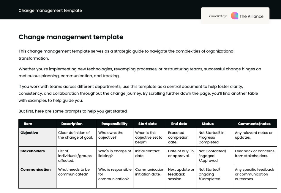 Change management template
