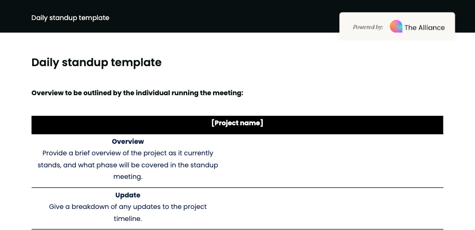 Daily standup template